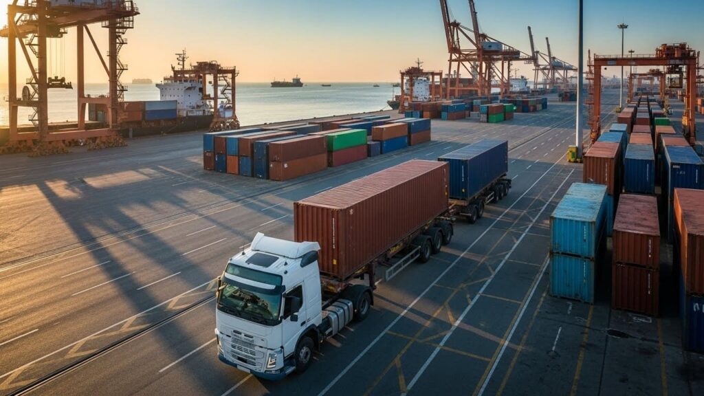 transporte de conteiner importação e exportação