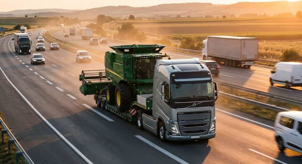 transporte carga pesada na estrada.